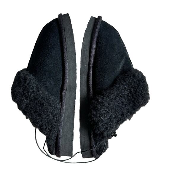 NWOB Pawz by Bearpaw MacKenzie Suede scuff slipper black size womens 6 fur lined - Picture 4 of 7